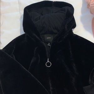 Forever 21 Faux Fur crop jacket with hoodie